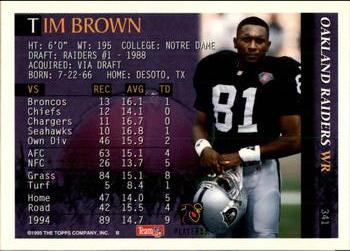 1995 Bowman #341 Tim Brown Back