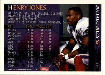 1995 Bowman #344 Henry Jones Back