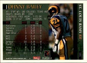 1995 Bowman #345 Johnny Bailey Back
