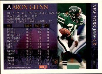 1995 Bowman #354 Aaron Glenn Back