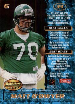 1995 Bowman's Best #33 Matt O'Dwyer Back