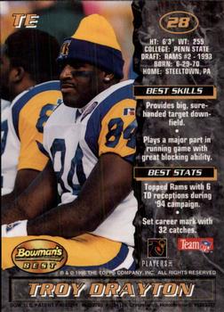 1995 Bowman's Best #28 Troy Drayton Back