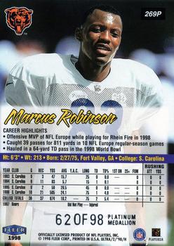 1998 Ultra - Platinum Medallion #269P Marcus Robinson Back