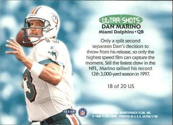1998 Ultra - Ultra Shots #18 US Dan Marino Back