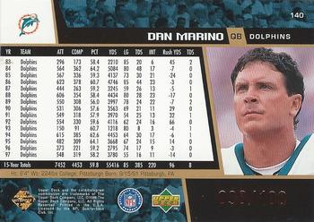 1998 Upper Deck - Bronze #140 Dan Marino Back