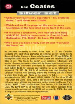 1995 Collector's Choice - You Crash the Game Silver #C26 Ben Coates Back