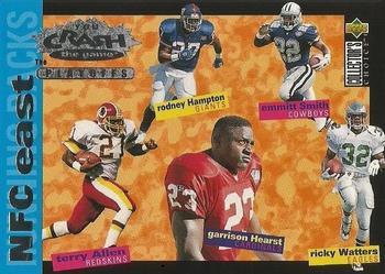 1995 Collector's Choice Update - You Crash the Game: The Playoffs Silver #CP10 Rodney Hampton / Emmitt Smith / Terry Allen / Garrison Hearst / Ricky Watters Front