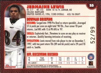 1999 Bowman - Gold #55 Jermaine Lewis Back