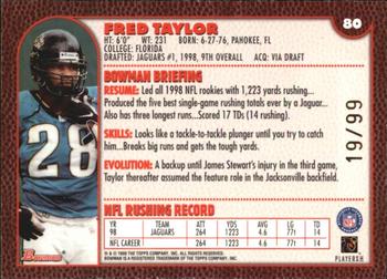 1999 Bowman - Gold #80 Fred Taylor Back