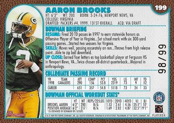 1999 Bowman - Gold #199 Aaron Brooks Back