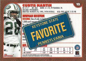 1999 Bowman - Interstate #12 Curtis Martin Back
