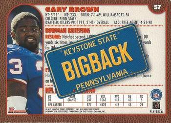 1999 Bowman - Interstate #57 Gary Brown Back