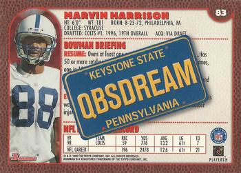 1999 Bowman - Interstate #83 Marvin Harrison Back