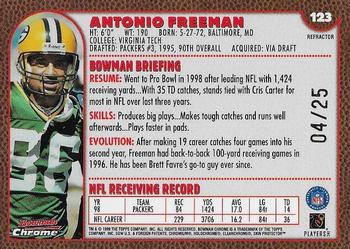 1999 Bowman Chrome - Gold Refractors #123 Antonio Freeman Back