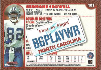 1999 Bowman Chrome - Interstate #101 Germane Crowell Back