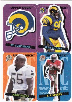 1995 Collector's Choice Update - Stick-Ums #38 St. Louis Rams / Sean Gilbert / Mark Fields / J.J. Stokes Front