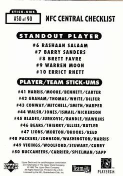 1995 Collector's Choice Update - Stick-Ums #50 Tampa Bay Buccaneers / Mark Carrier / Chris Spielman / Warren Sapp Back