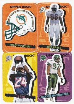 1995 Collector's Choice Update - Stick-Ums #68 Miami Dolphins / Eric Green / Ty Law / Marvin Washington Front