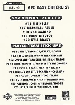 1995 Collector's Choice Update - Stick-Ums #67 Indianapolis Colts / Quentin Coryatt / Bryan Cox / Chris Slade Back