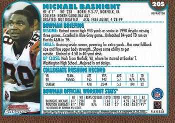 1999 Bowman Chrome - Refractors #205 Michael Basnight Back