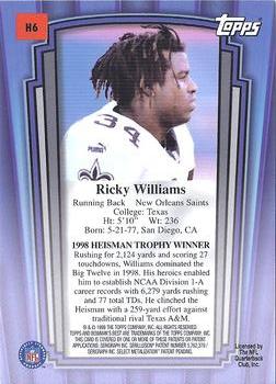 1999 Bowman's Best - Honor Roll #H6 Ricky Williams Back