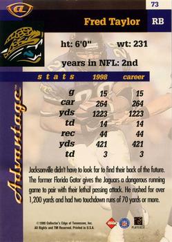 1999 Collector's Edge Advantage - Gold Ingot #73 Fred Taylor Back