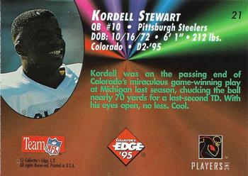 1995 Collector's Edge - Rookies #21 Kordell Stewart Back