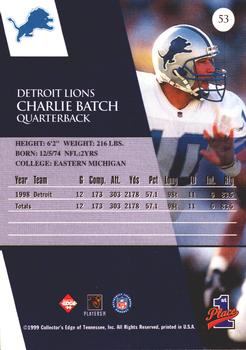 1999 Collector's Edge First Place - Gold Ingot #53 Charlie Batch Back