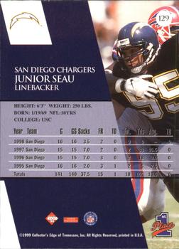 1999 Collector's Edge First Place - Gold Ingot #129 Junior Seau Back