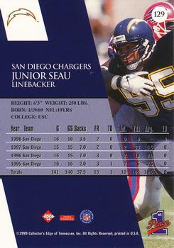 1999 Collector's Edge First Place - Millennium Collection Blue #129 Junior Seau Back