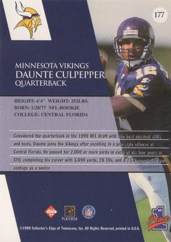 1999 Collector's Edge First Place - Millennium Collection Blue #177 Daunte Culpepper Back