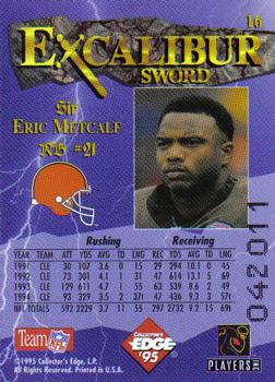 1995 Collector's Edge Excalibur #16 Eric Metcalf Back