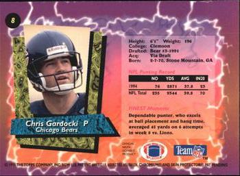 1995 Finest #8 Chris Gardocki Back