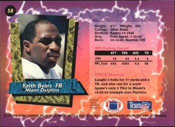1995 Finest #58 Keith Byars Back