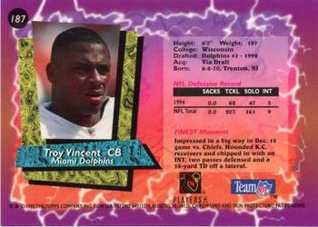 1995 Finest #187 Troy Vincent Back