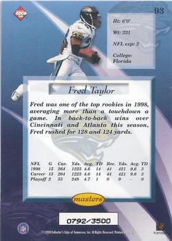 1999 Collector's Edge Masters - HoloSilver #93 Fred Taylor Back