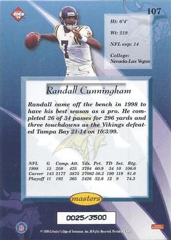 1999 Collector's Edge Masters - HoloSilver #107 Randall Cunningham Back