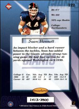 1999 Collector's Edge Masters - HoloSilver #122 Sean Bennett Back