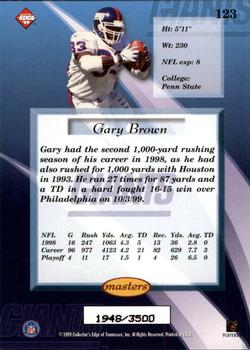 1999 Collector's Edge Masters - HoloSilver #123 Gary Brown Back