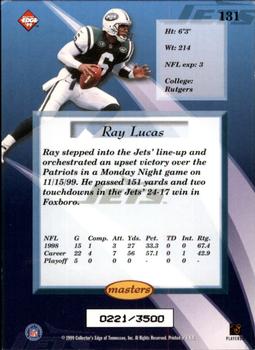 1999 Collector's Edge Masters - HoloSilver #131 Ray Lucas Back
