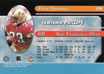 1999 Collector's Edge Odyssey - Millennium Collection Blue #129 Lawrence Phillips Back