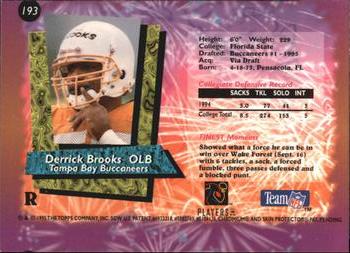 1995 Finest - Refractors #193 Derrick Brooks Back