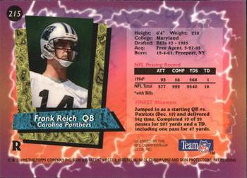 1995 Finest - Refractors #215 Frank Reich Back