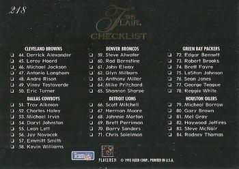 1995 Flair #218 Checklist Back