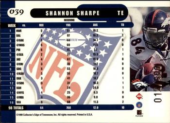 1999 Collector's Edge Supreme - Galvanized #039 Shannon Sharpe Back