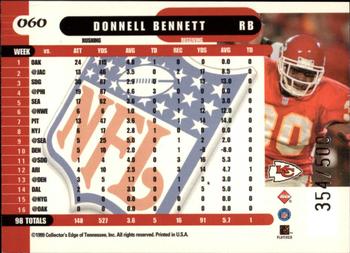 1999 Collector's Edge Supreme - Galvanized #060 Donnell Bennett Back