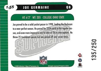 1999 Collector's Edge Supreme - Galvanized #148 Joe Germaine Back