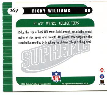 1999 Collector's Edge Supreme - Galvanized #167 Ricky Williams Back