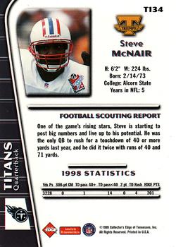 1999 Collector's Edge Triumph - Millennium Collection Red #T134 Steve McNair Back