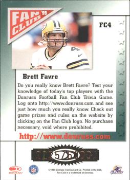 1999 Donruss - Fan Club Gold #FC4 Brett Favre Back